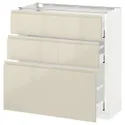 IKEA METOD МЕТОД / MAXIMERA МАКСИМЕРА, напольный шкаф с 3 ящиками, белый / светло-бежевый глянцевый Voxtorp, 80x37 см 091.435.18 фото thumb №1