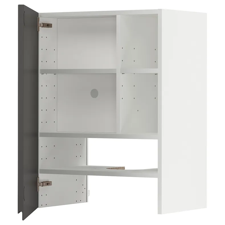 IKEA METOD МЕТОД, навесной шкаф д / вытяжки / полка / дверь, белый / Воксторп темно-серый, 60x80 см 895.044.79 фото №1