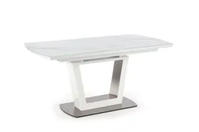 Кухонный стол раскладной HALMAR BLANCO 160-200x90 см - белый мрамор/белый, ножка - белый фото