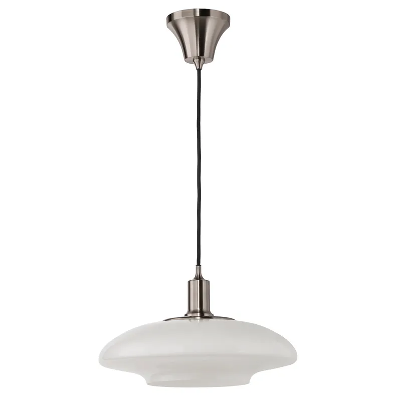 IKEA TÄLLBYN ТЭЛЛЬБЮН, подвесной светильник, никель / опаловое белое стекло, 40 см 404.402.38 фото №1