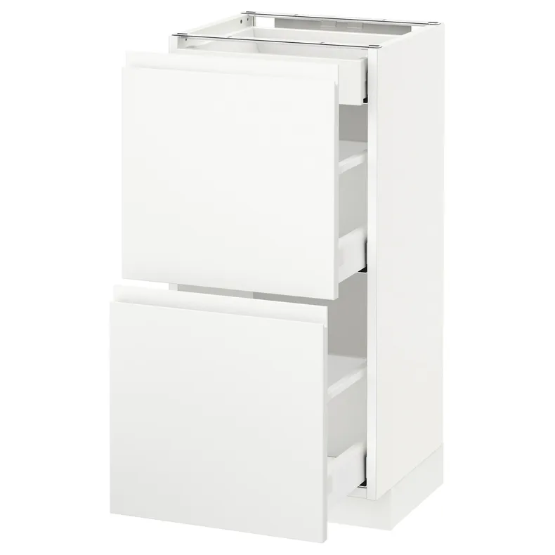 IKEA METOD МЕТОД / MAXIMERA МАКСІМЕРА, підлогова шафа / 2 фронт пан / 3 шухл, білий / Voxtorp матовий білий, 40x37 см 291.128.32 фото №1