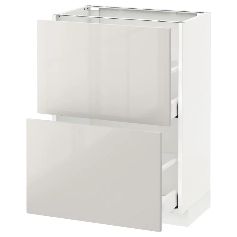 IKEA METOD МЕТОД / MAXIMERA МАКСІМЕРА, підлогова шафа з 2 шухлядами, білий / Ringhult світло-сірий, 60x37 см 891.425.86 фото №1