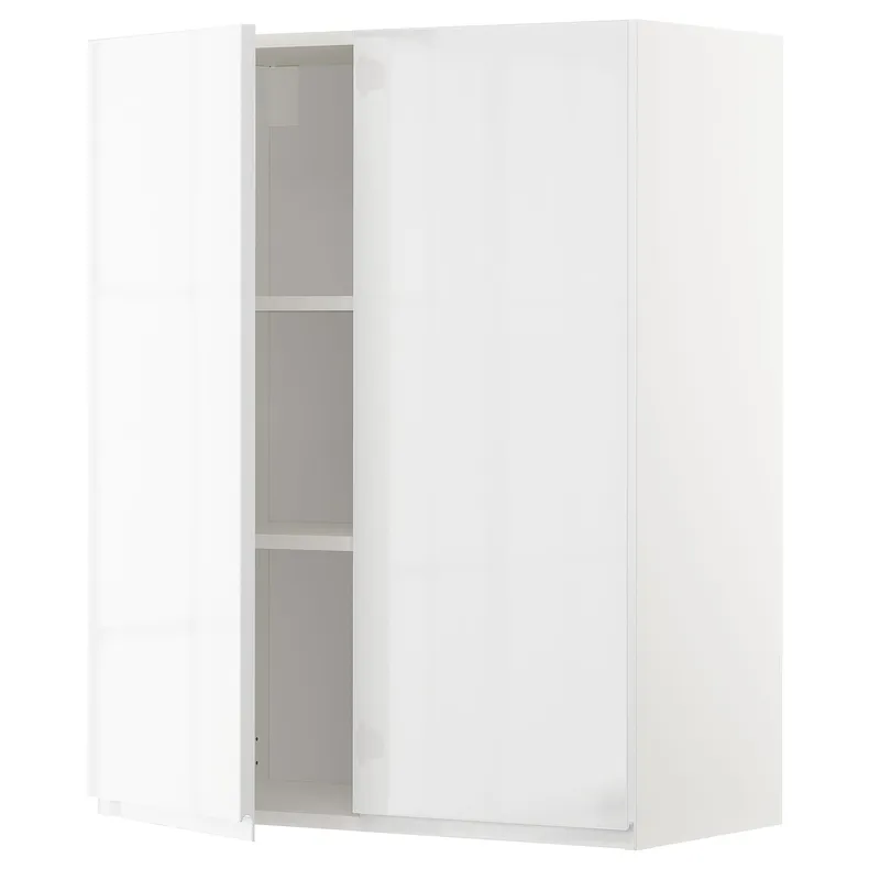 IKEA METOD МЕТОД, навесной шкаф с полками / 2дверцы, белый / Воксторп глянцевый / белый, 80x100 см 194.573.96 фото №1