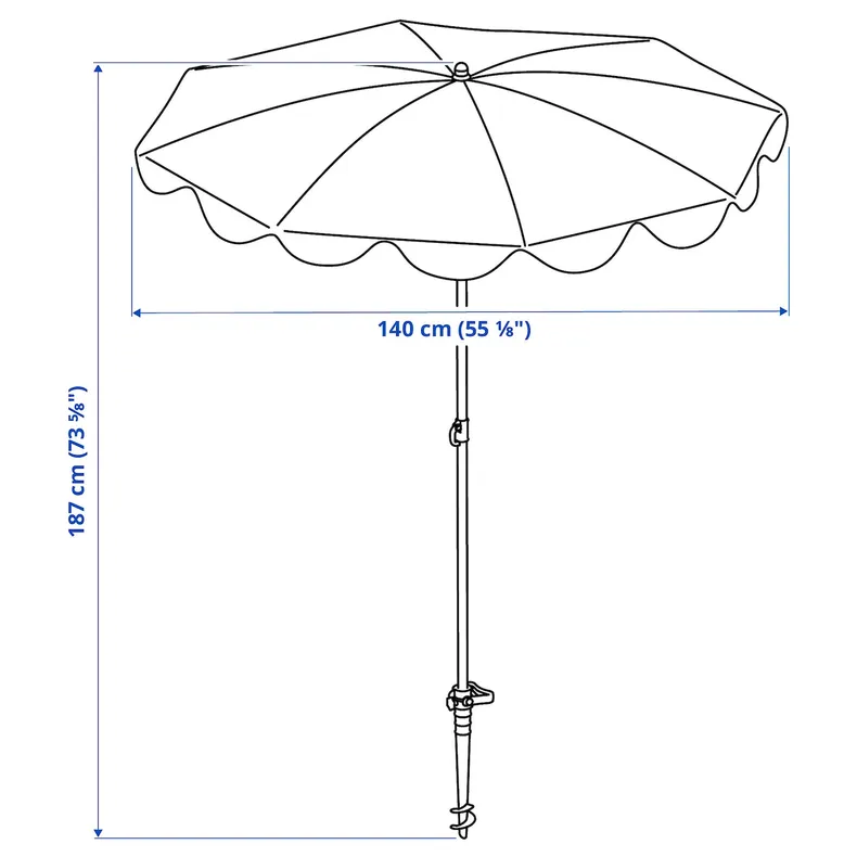 IKEA STRANDÖN СТРАНДЁН, зонт от солнца, желтый / белый пунктир, 140 см 705.227.65 фото №7