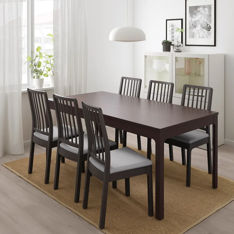 IKEA EKEDALEN ЭКЕДАЛЕН / EKEDALEN ЭКЕДАЛЕН, стол и 6 стульев, темно-коричневый / светло-серый, 180 / 240 см 392.795.67 фото №2