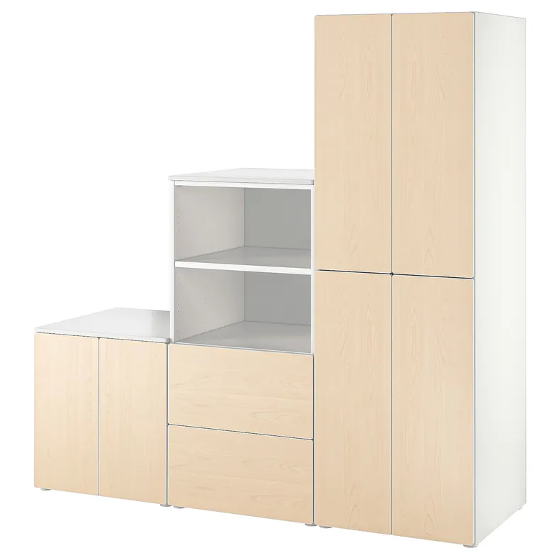 IKEA SMÅSTAD СМОСТАД / PLATSA ПЛАТСА, комбинация д / хранения, белый / берёзовый, 180x57x181 см 994.876.34 фото №1