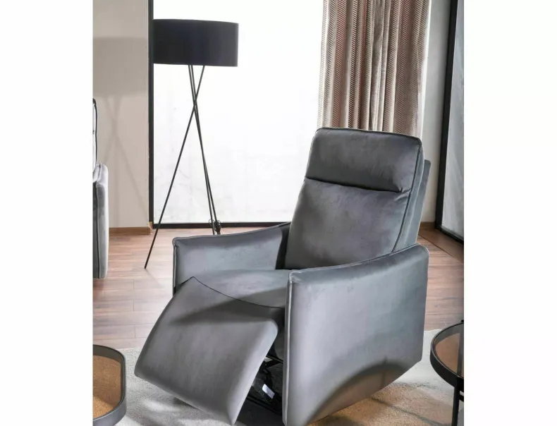 Кресло мягкое раскладное бархатное SIGNAL TRAVIS 1 Velvet, Bluvel 14 - серый фото №2