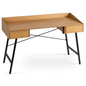 Письмовий стіл MEBEL ELITE ICE, 133 см, Золотий дуб / Чорний фото