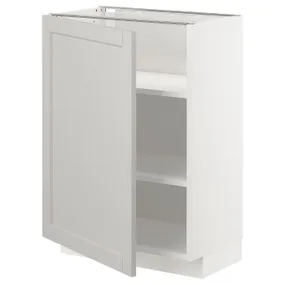 IKEA METOD МЕТОД, підлогова шафа з полицями, білий / світло-сірий Lerhyttan, 60x37 см 394.574.80 фото