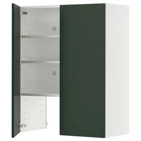 IKEA METOD МЕТОД, навесной шкаф д/вытяжки/полка/дверь, белый/Гавсторп темно-зеленый, 80x100 см 295.567.77 фото