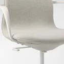 IKEA LÅNGFJÄLL ЛОНГФЬЕЛЛЬ, рабочий стул с подлокотниками, Бежевый / белый с пушком 092.527.91 фото thumb №4