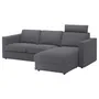 IKEA VIMLE ВІМЛЕ, 3-місний диван із кушеткою, з підголовником / Gunnared середньо-сірий 593.991.06 фото