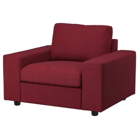 IKEA VIMLE ВІМЛЕ, крісло, з широкими підлокітниками/Lejde червоний/коричневий 894.768.72 фото