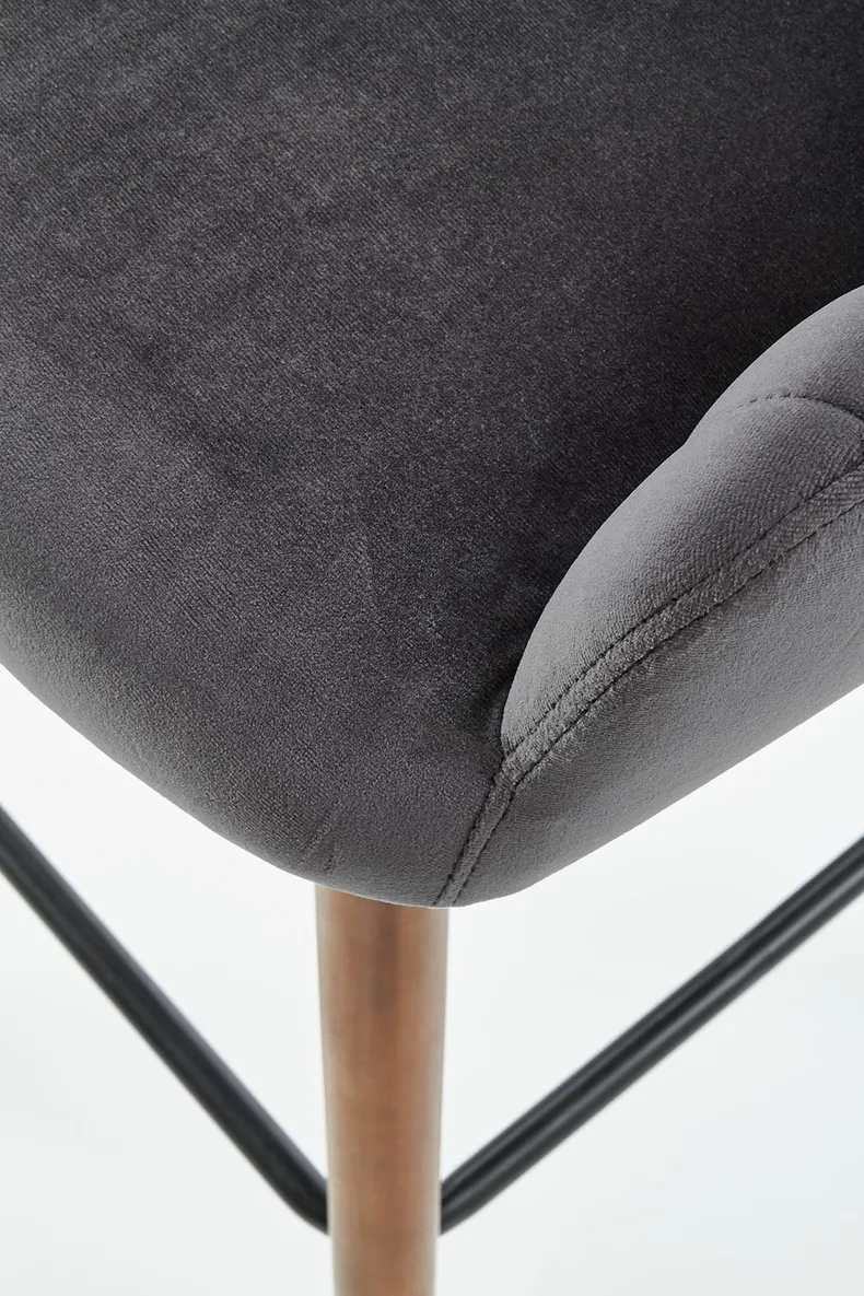 Барный стул HALMAR H93 ножки хокера - орех, обивка - темный серый фото №4