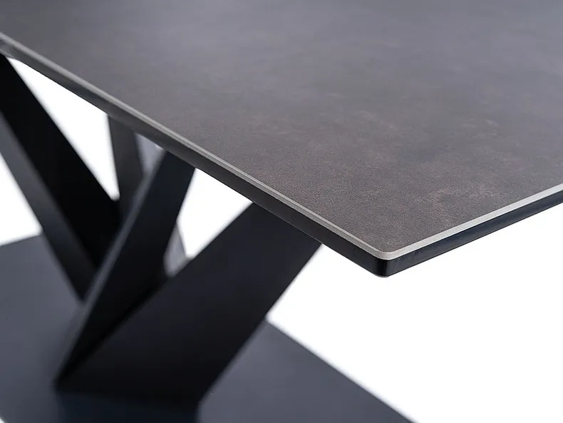 Стол обеденный раскладной SIGNAL SORENTO CERAMIC, серый мрамор / черный матовый, 90x160 фото №7