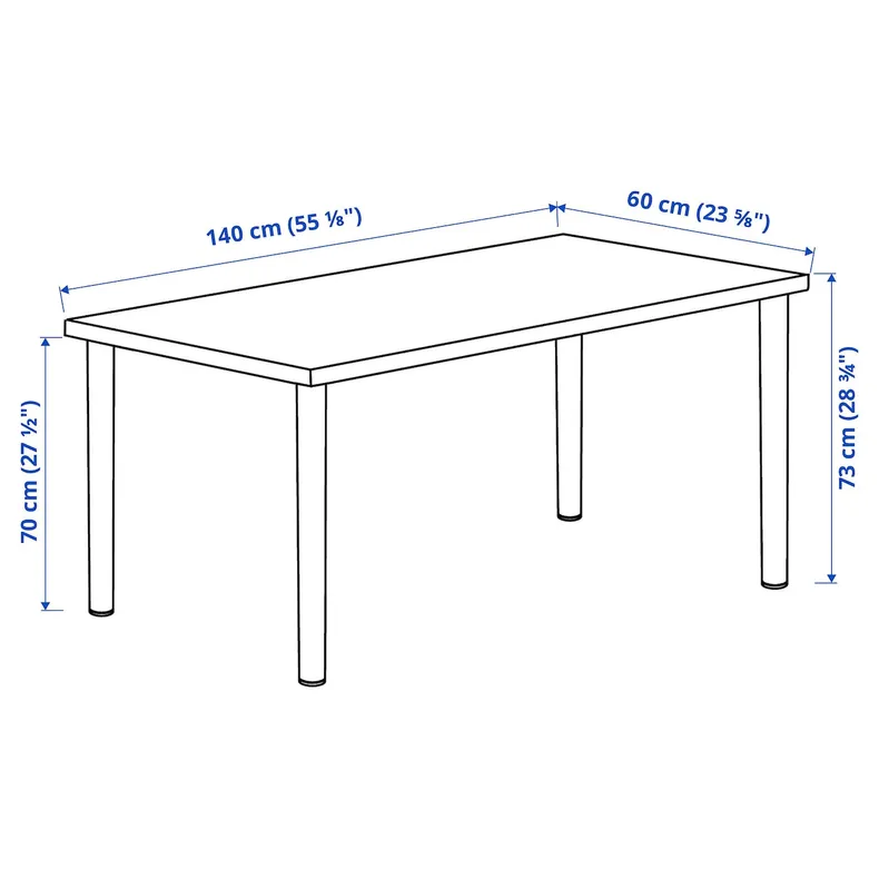 IKEA LAGKAPTEN ЛАГКАПТЕН / ADILS АДИЛЬС, письменный стол, дуб, окрашенный в белый / черный цвет, 140x60 см 594.172.52 фото №5