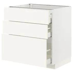 IKEA METOD МЕТОД / MAXIMERA МАКСІМЕРА, підлогова шафа з 3 шухлядами, білий / ВАЛЛЬСТЕНА білий, 80x60 см 295.072.11 фото