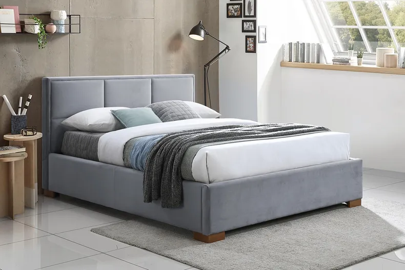 Ліжко двоспальне оксамитове SIGNAL MAISON, 160x200 см Bluvel 40 - бежевий фото №4