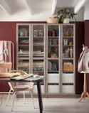 IKEA BILLY БИЛЛИ, шкаф книжный со стеклянными дверьми, серый / металлический эффект, 80x30x202 см 004.156.03 фото thumb №5