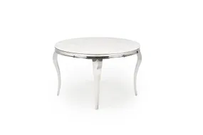 Обідній стіл HALMAR REGINALD 120 см, стільниця - білий мармур, ніжки - срібло фото