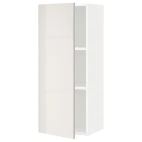 IKEA METOD МЕТОД, шафа навісна із полицями, білий / Ringhult світло-сірий, 40x100 см 394.606.99 фото