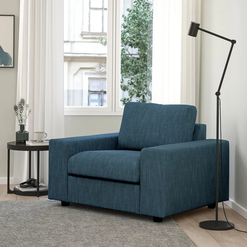 IKEA VIMLE ВІМЛЕ, крісло, з широкими підлокітниками / темно-синій 694.768.73 фото №2