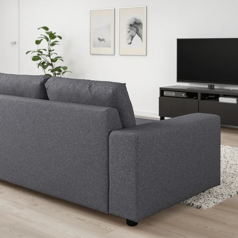 IKEA VIMLE ВИМЛЕ, 4-местный угловой диван, с широкими подлокотниками / средне-серый цвет 994.017.96 фото №3