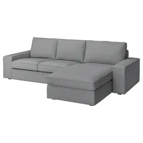 IKEA KIVIK КИВИК, 3-местный диван с козеткой, Тибблби бежевый/серый 994.405.90 фото
