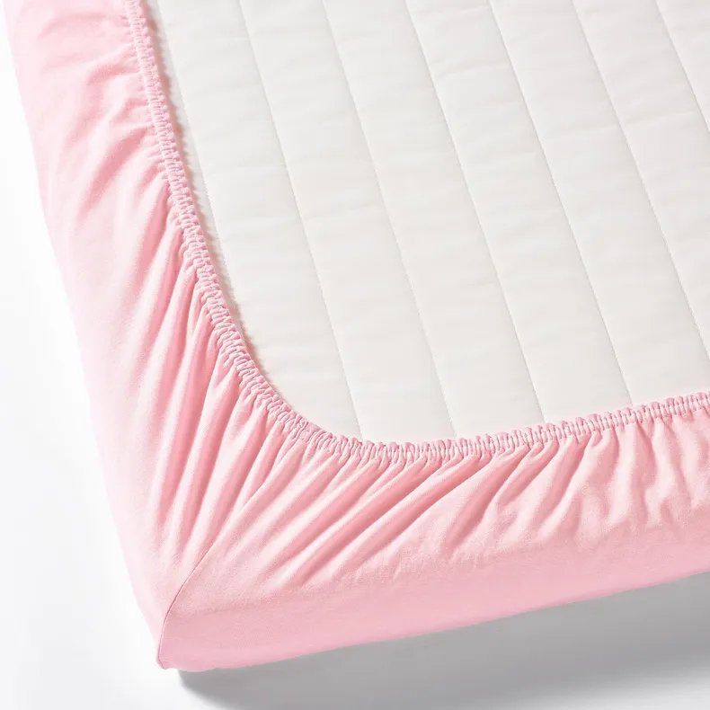 IKEA LEN ЛЕН, простирадло на резинці д/дитяч ліжк, білий/рожевий, 60x120 см 603.201.88 фото №2