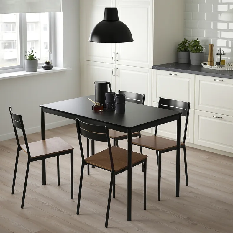 IKEA SANDSBERG САНДСБЕРГ / SANDSBERG САНДСБЕРГ, стіл+4 стільці, чорний / чорний, 110x67 см 494.204.10 фото №6