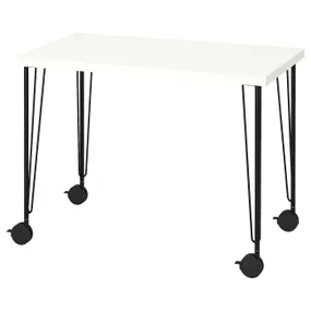 IKEA LINNMON ЛИННМОН / KRILLE КРИЛЛЕ, письменный стол, белый / черный, 100x60 см 895.097.02 фото
