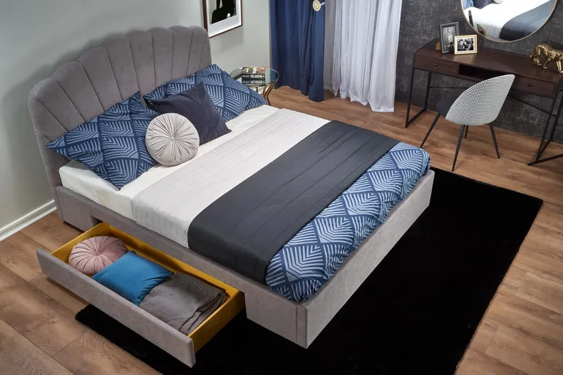 Ліжко двоспальне HALMAR GABRIELLA 160x200 см сірий фото №6