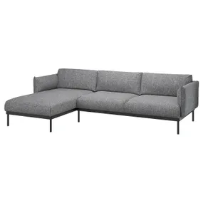 IKEA ÄPPLARYD ЕППЛАРЮД, 3-місний диван із кушеткою, ЛЕЙДЕ сірий/чорний 694.180.67 фото
