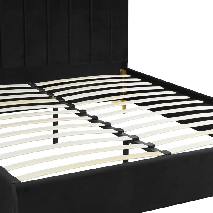 Кровать двуспальная бархатная MEBEL ELITE MARCELO Velvet, 160x200 см, черный фото №11