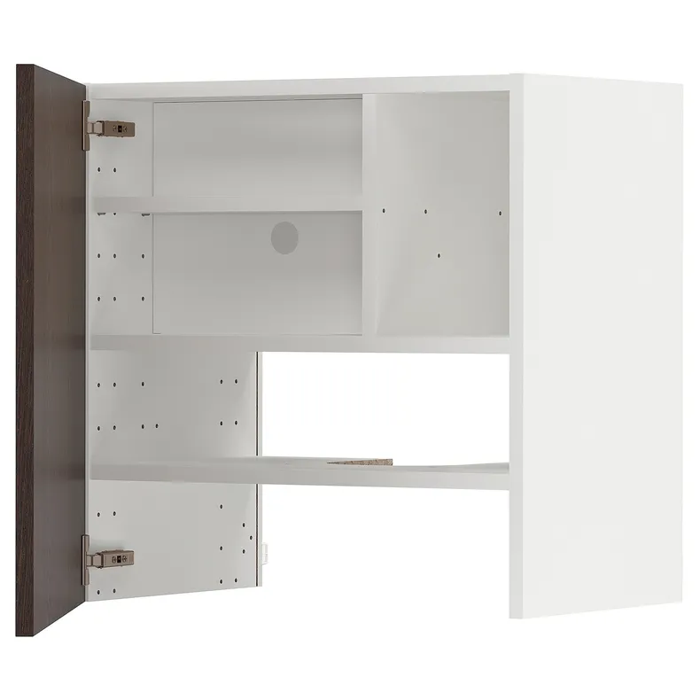 IKEA METOD МЕТОД, настінн шаф д / витяжки з полиц / дверц, білий / СІНАРП коричневий, 60x60 см 495.053.48 фото №1