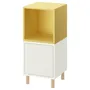 IKEA EKET ЭКЕТ, комбинация шкафов с ножками, белый бледно-желтый / дерево, 35x35x80 см 295.217.16 фото