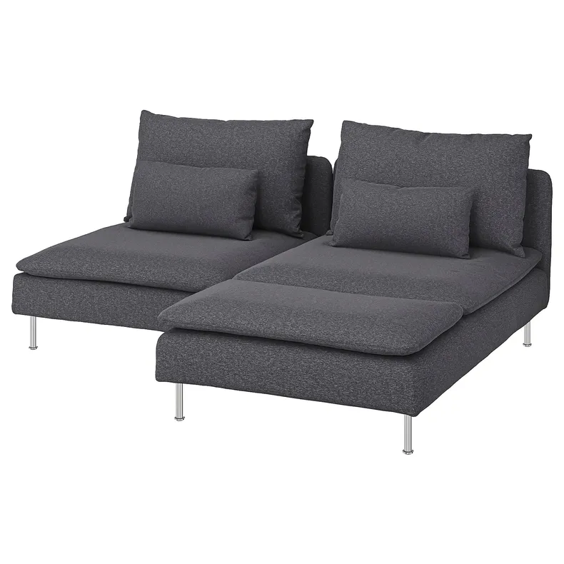IKEA SÖDERHAMN СОДЕРХЭМН, 2-местный диван с козеткой, Окрашенный в средне-серый цвет 795.280.65 фото №1