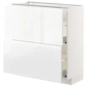IKEA METOD МЕТОД / MAXIMERA МАКСИМЕРА, напольный шкаф с 2 ящиками, белый / Воксторп глянцевый / белый, 80x37 см 892.550.50 фото