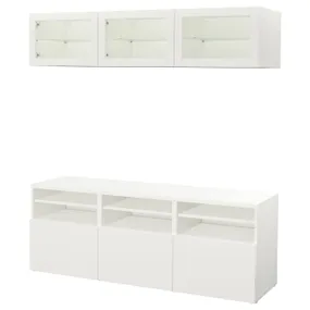 IKEA BESTÅ БЕСТО, комбінація шаф для тв / скляні дверц, білий / ЛАППВІКЕН білий прозоре скло, 180x42x192 см 994.071.90 фото