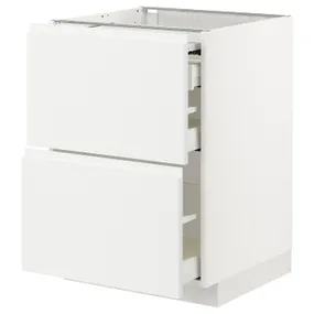 IKEA METOD МЕТОД / MAXIMERA МАКСИМЕРА, напольный шкаф с выдвиж панелью / 3ящ, белый / Воксторп матовый белый, 60x60 см 494.337.66 фото