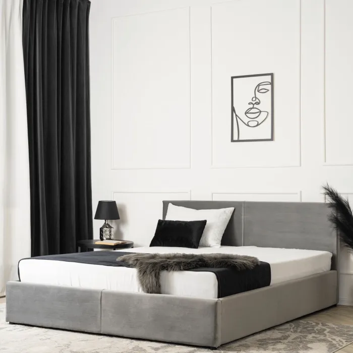 Кровать двуспальная бархатная MEBEL ELITE MONICA Velvet, 140x200, Серый фото №5