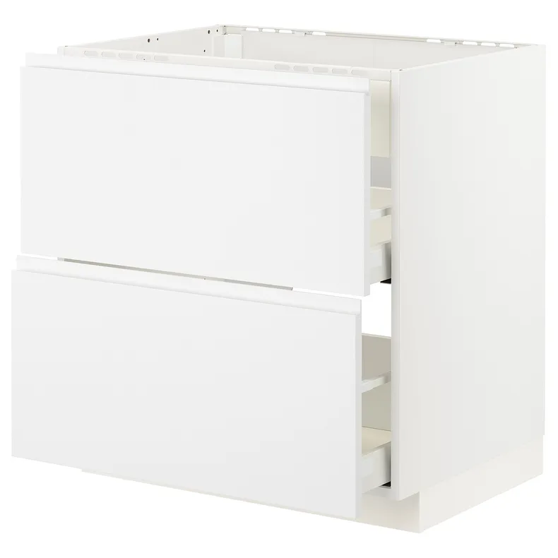 IKEA METOD МЕТОД / MAXIMERA МАКСИМЕРА, напол шкаф д / варочн панели / вытяжка, белый / Воксторп матовый белый, 80x60 см 093.356.40 фото №1