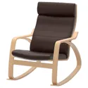 IKEA POÄNG ПОЕНГ, крісло-гойдалка, березовий шпон / ГЛОСЕ темно-коричневий 594.293.06 фото thumb №1