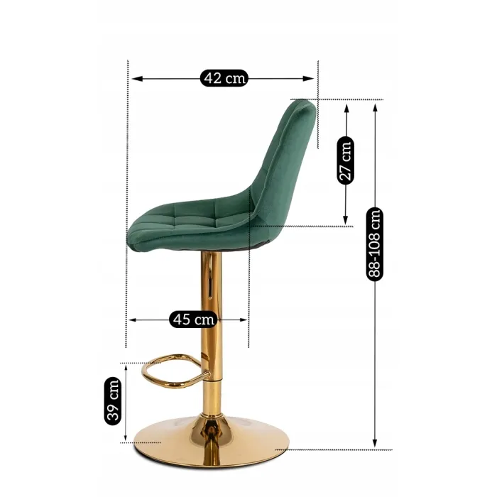 Барний стілець оксамитовий MEBEL ELITE ARCOS Velvet, зелений / золотий фото №12