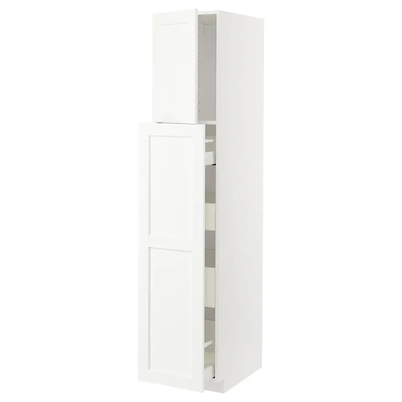 IKEA METOD МЕТОД / MAXIMERA МАКСІМЕРА, висока шафа / висувна секція / 1дв / 4шх, білий Енкопінг / білий імітація дерева, 40x60x200 см 194.735.65 фото №1