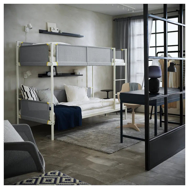 IKEA VITVAL ВІТВАЛЬ, каркас 2-ярусного ліжка, білий/світло-сірий, 90x200 см 804.112.72 фото №2