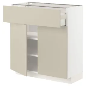 IKEA METOD МЕТОД / MAXIMERA МАКСИМЕРА, напольный шкаф с ящиком / 2дверцами, белый / гавсторпский бежевый, 80x37 см 694.617.39 фото