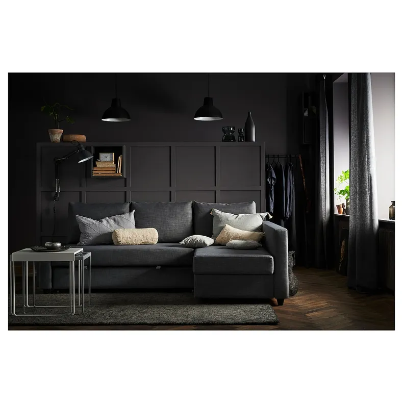 IKEA FRIHETEN ФРІХЕТЕН, кутов диван-ліжко із відд д/зберіг, СКІФТЕБУ темно-сірий 392.167.54 фото №2
