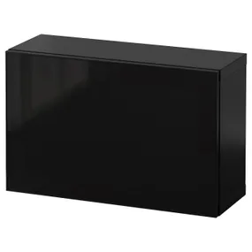 IKEA BESTÅ БЕСТО, настінна комбінація шаф, чорно-коричневий ГЛАССВІК / чорний димчасте скло, 60x22x38 см 494.408.61 фото