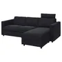 IKEA VIMLE ВІМЛЕ, 3-місний диван із кушеткою, з узголів'ям САКСЕМАРА/чорно-синій 293.991.36 фото